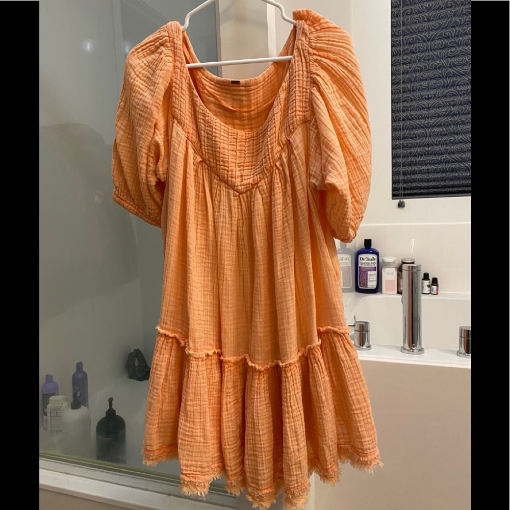 Free people orange linen dress